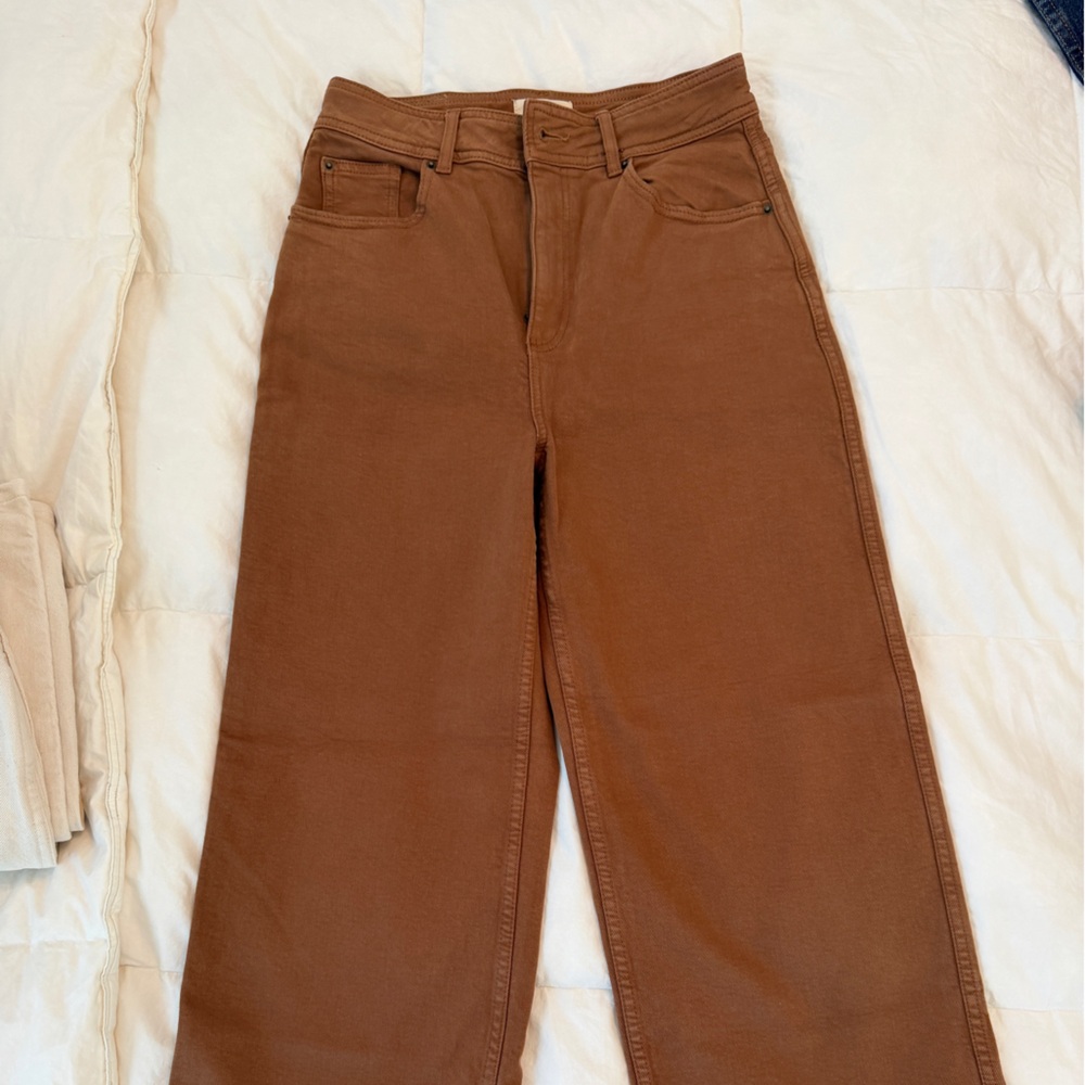 Sezane High-Rise Wide Leg Jeans — Brown